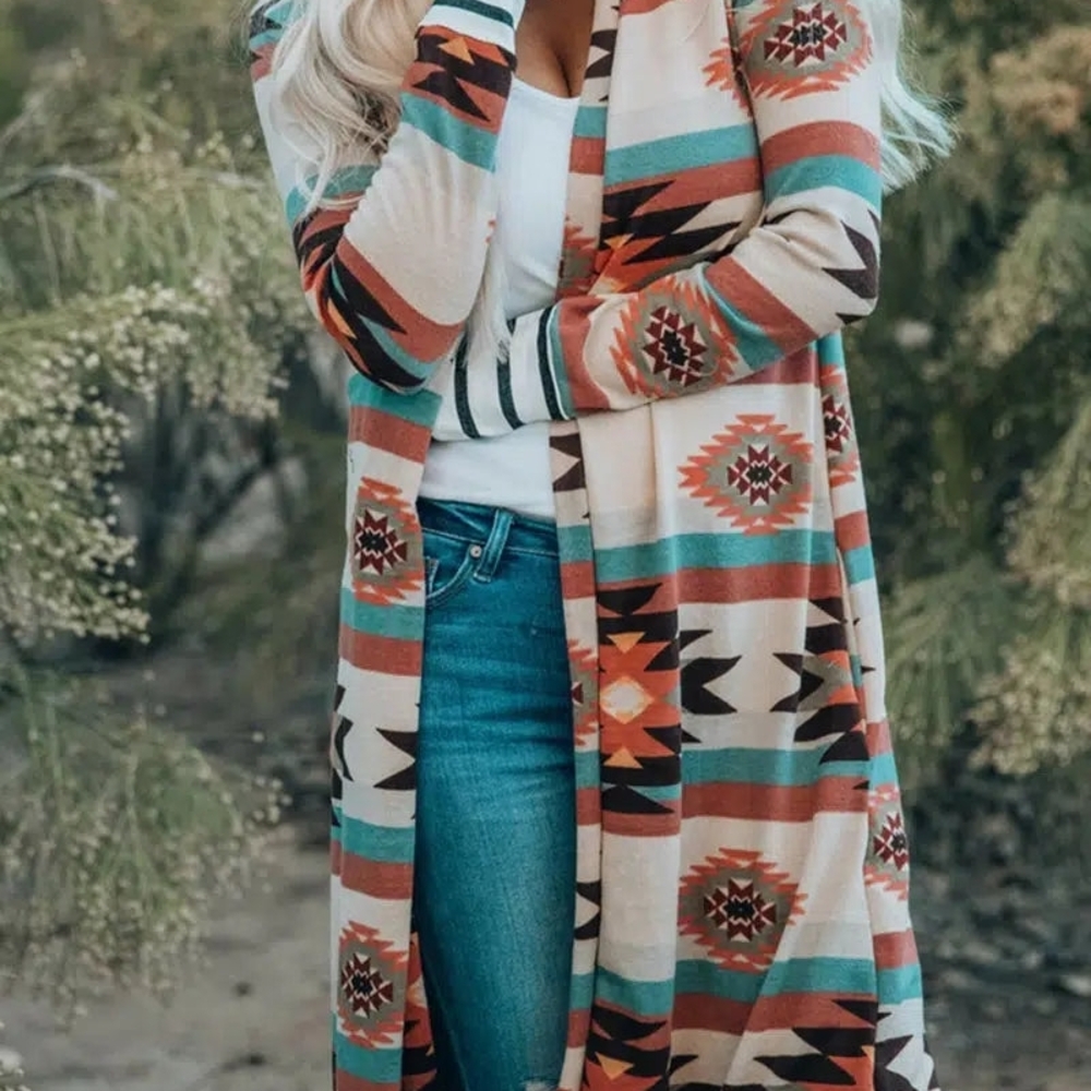 Colorful Geometric Patterned Cardigan - Picture 3 of 3